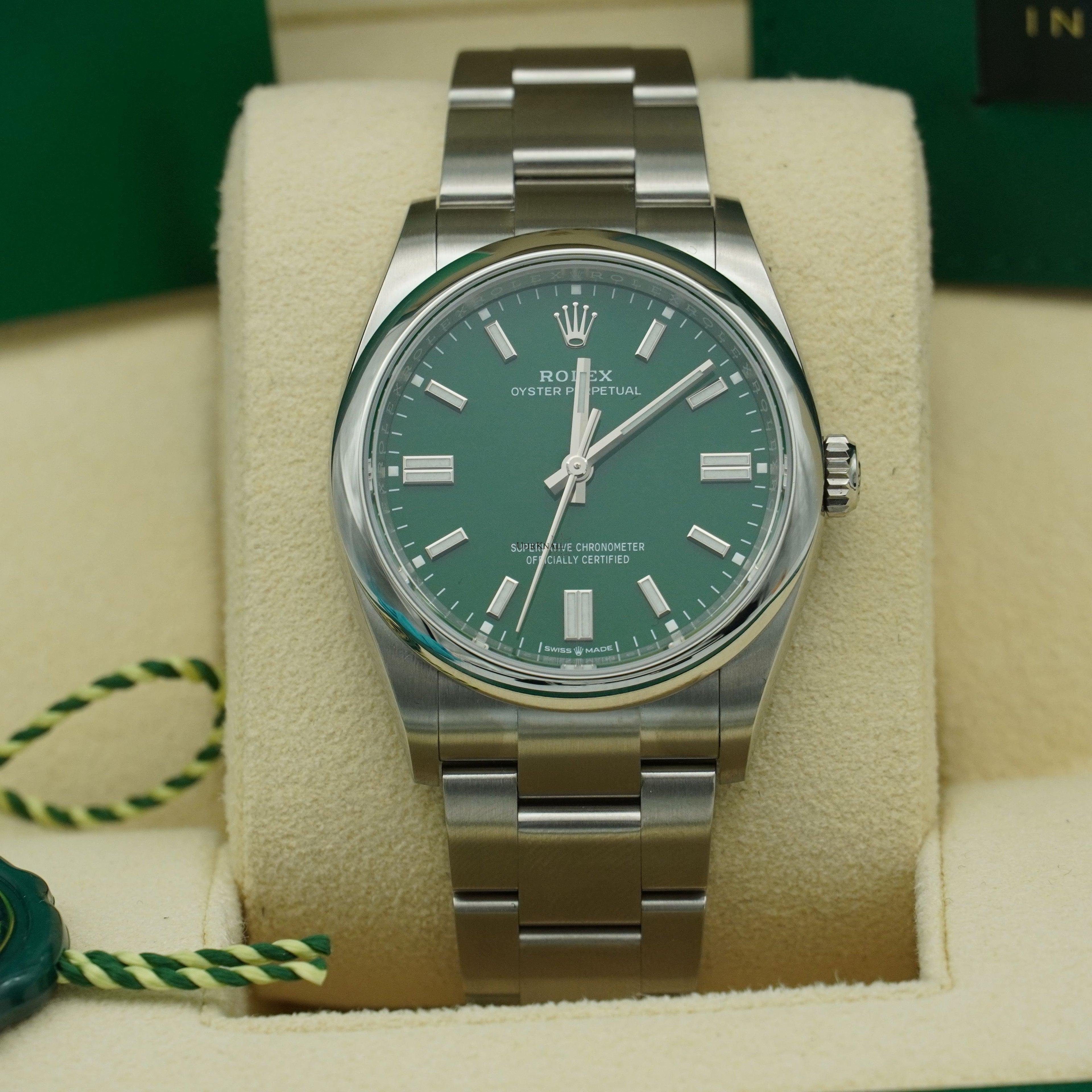 Rolex Oyster Perpetual Grün 36mm Ungetragen