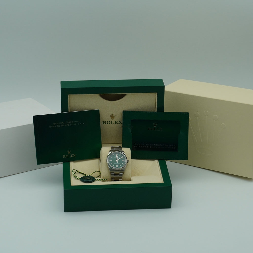 Rolex Oyster Perpetual Grün 36mm Ungetragen