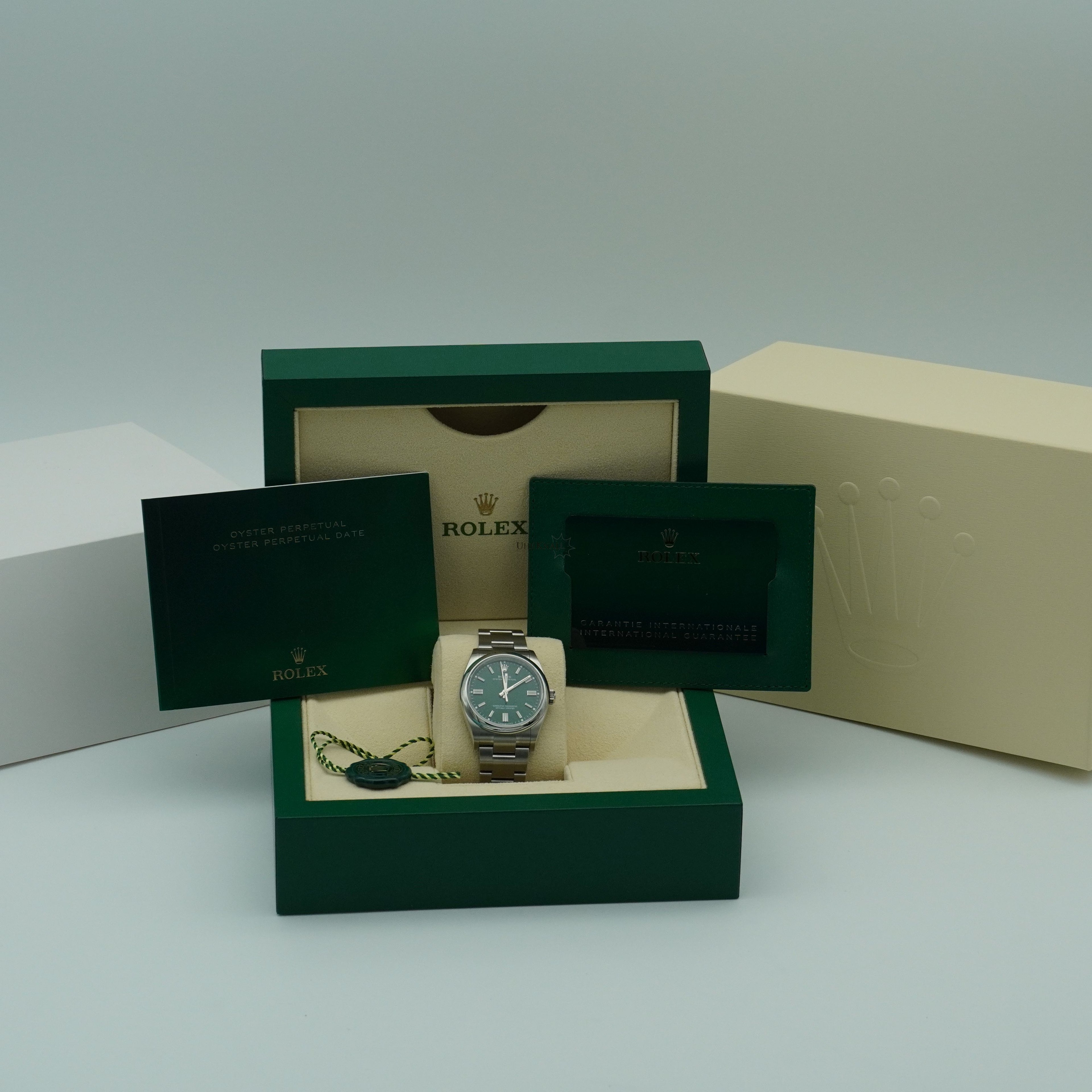 Rolex Oyster Perpetual Grün 36mm Ungetragen